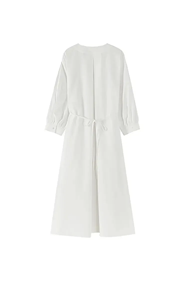 100 Cotton Kimono Front Oversized White Midi Dress
