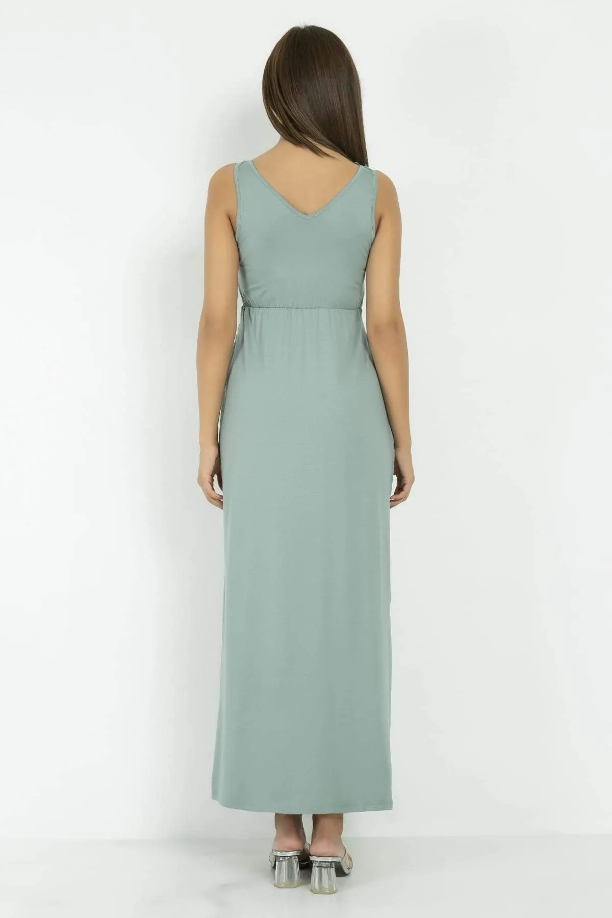 13140 Green Embroidered Lace Maxi Dress