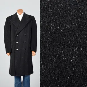 1940s Mens Black Mohair Overcoat