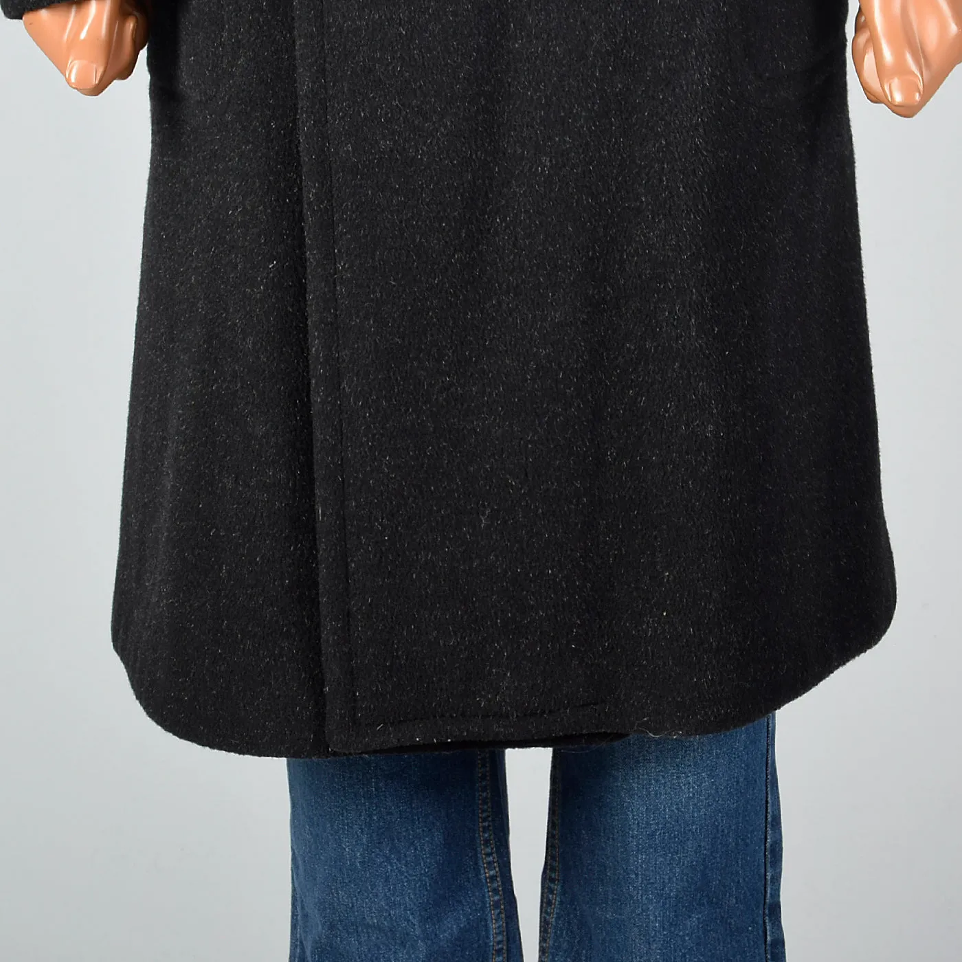 1940s Mens Black Mohair Overcoat