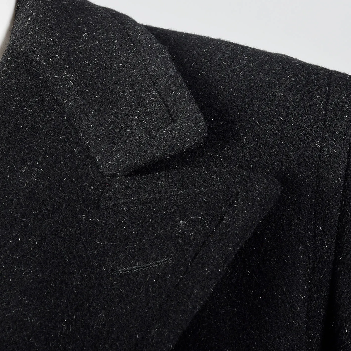 1940s Mens Black Mohair Overcoat