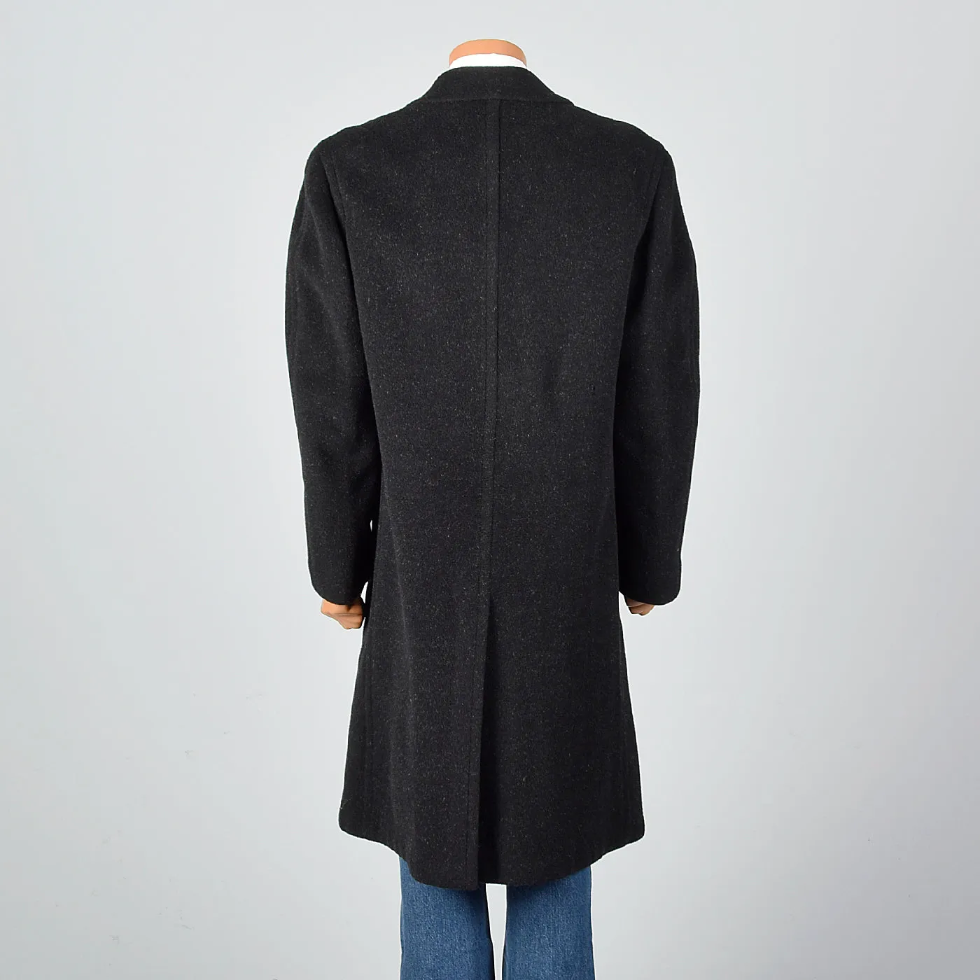 1940s Mens Black Mohair Overcoat