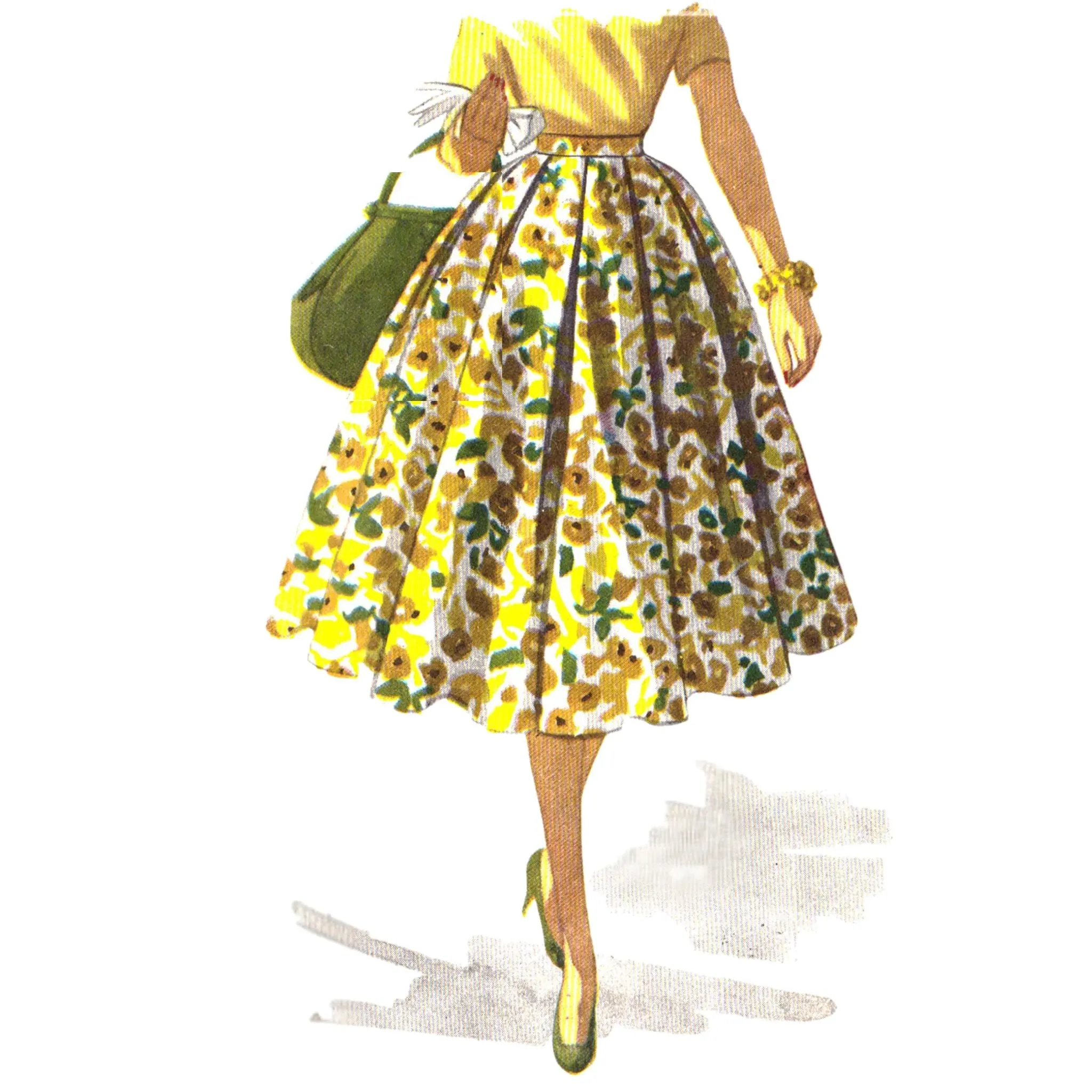 1950s Sewing Pattern, Soft Box Pleated Circle Skirt - Multi-sizes