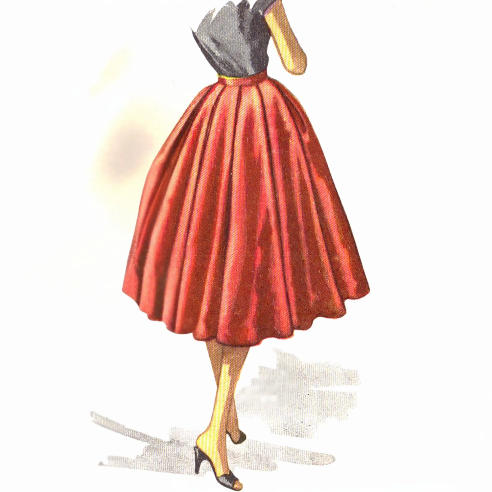 1950s Sewing Pattern, Soft Box Pleated Circle Skirt - Multi-sizes