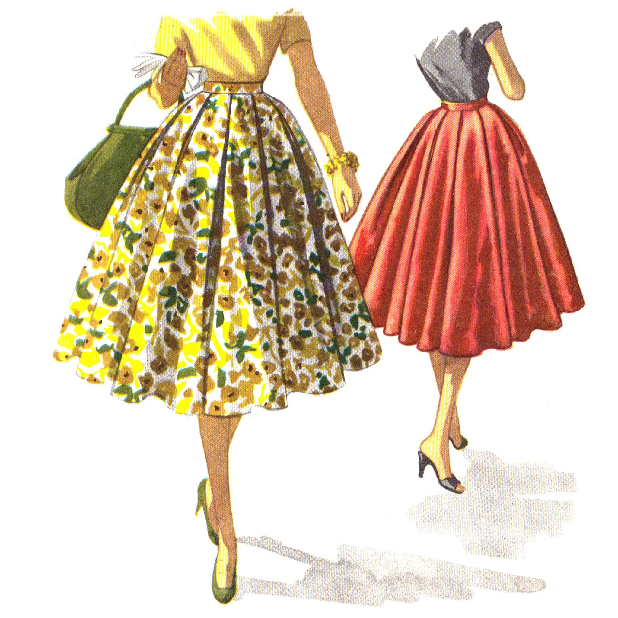 1950s Sewing Pattern, Soft Box Pleated Circle Skirt - Multi-sizes