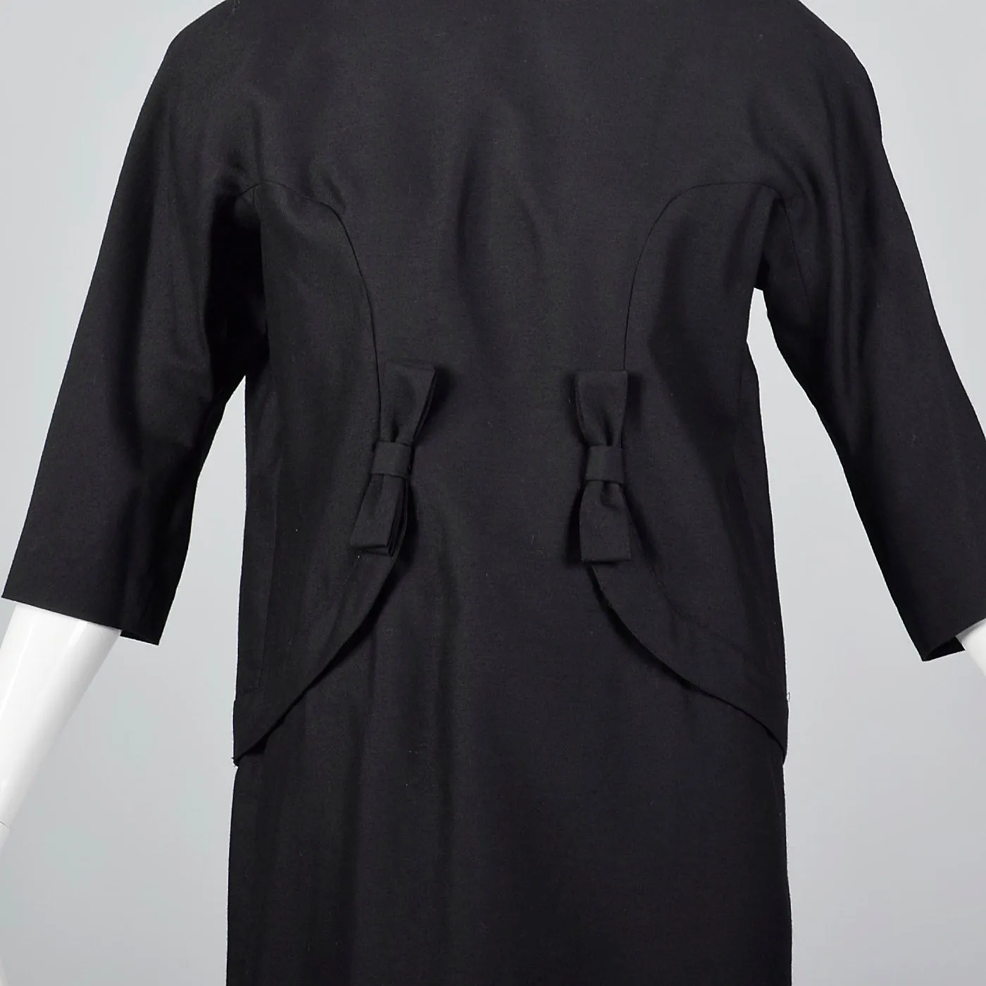 1950s Suzy Perette Avant Garde Black Wool Sack Dress