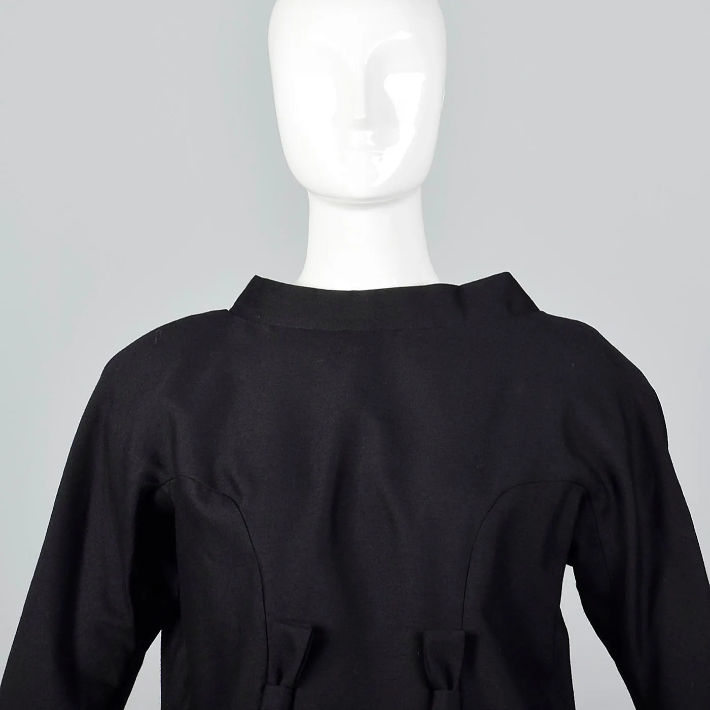1950s Suzy Perette Avant Garde Black Wool Sack Dress