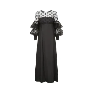 1960s Jean Varon Black Lace Maxi Dress