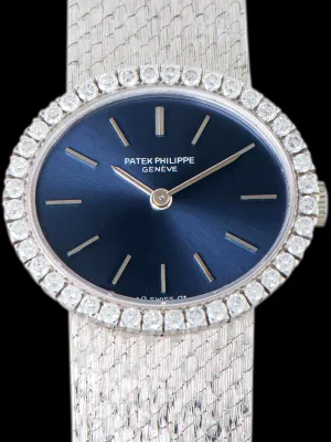 1970s Patek Philippe Ladies Cocktail Watch 18K WG (Ref. 4175/1) Blue Dial