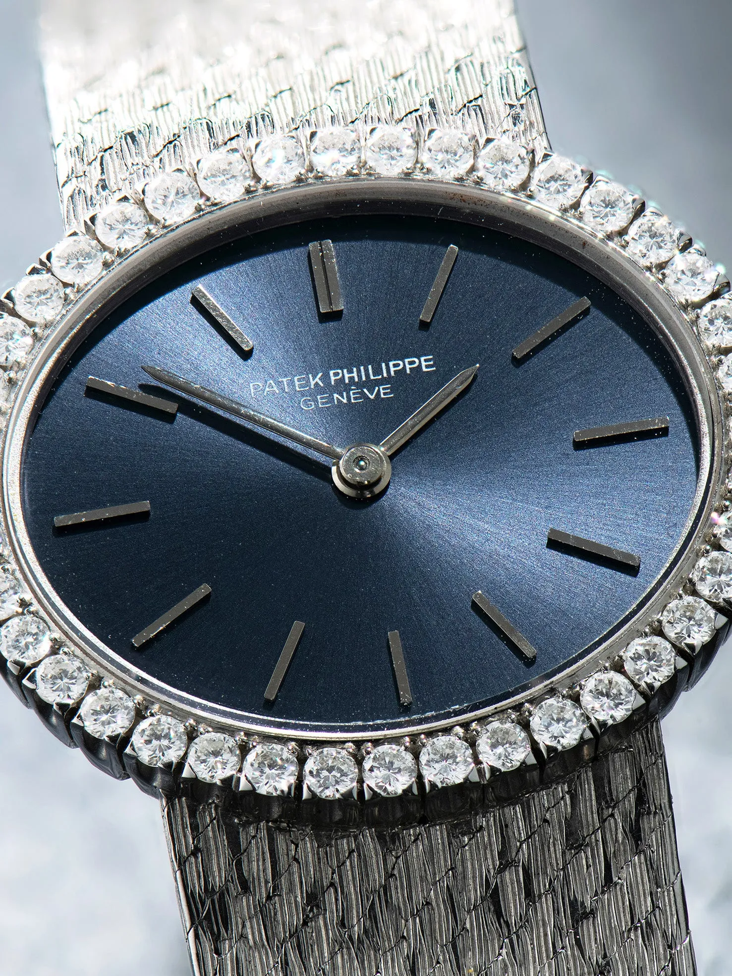 1970s Patek Philippe Ladies Cocktail Watch 18K WG (Ref. 4175/1) Blue Dial