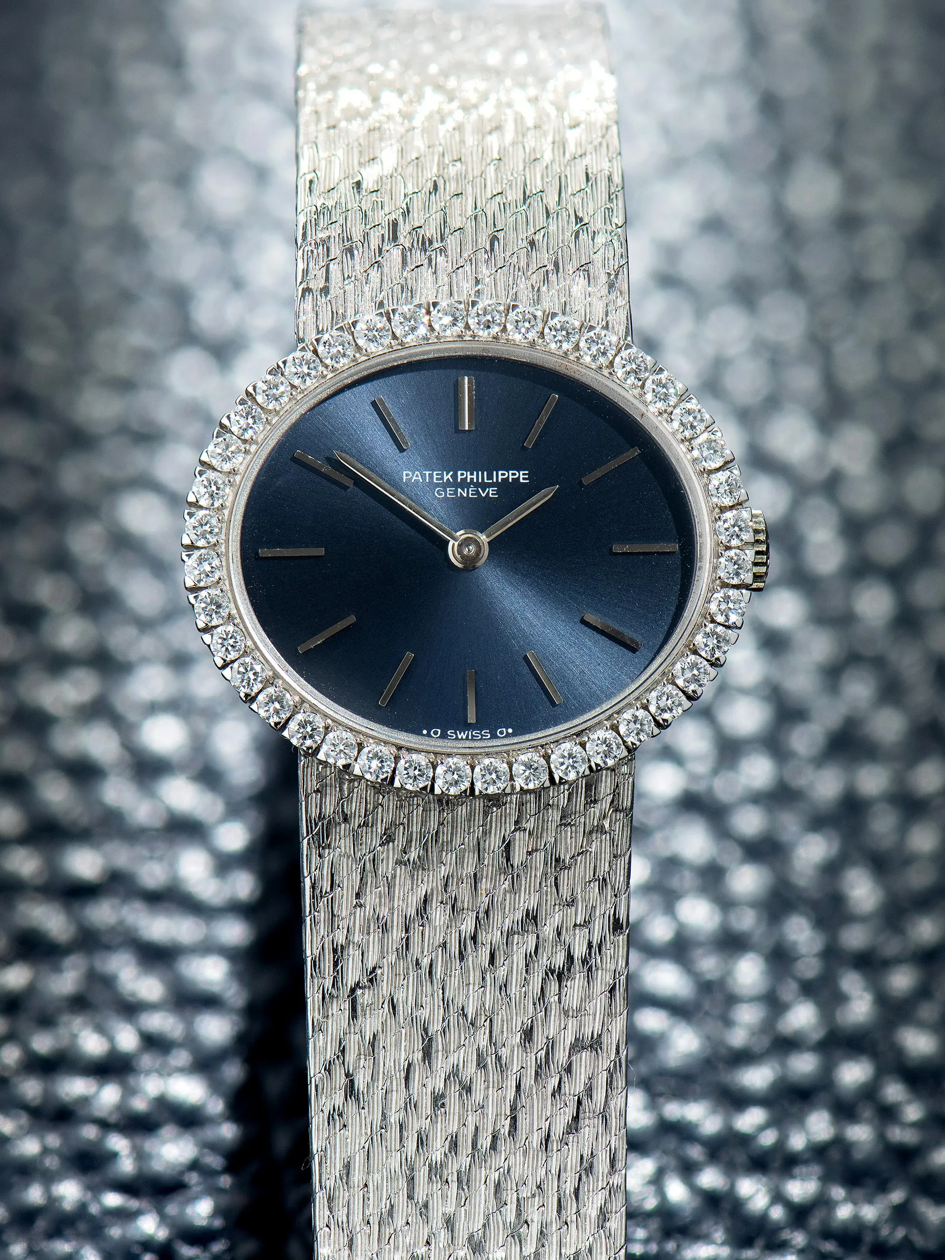 1970s Patek Philippe Ladies Cocktail Watch 18K WG (Ref. 4175/1) Blue Dial