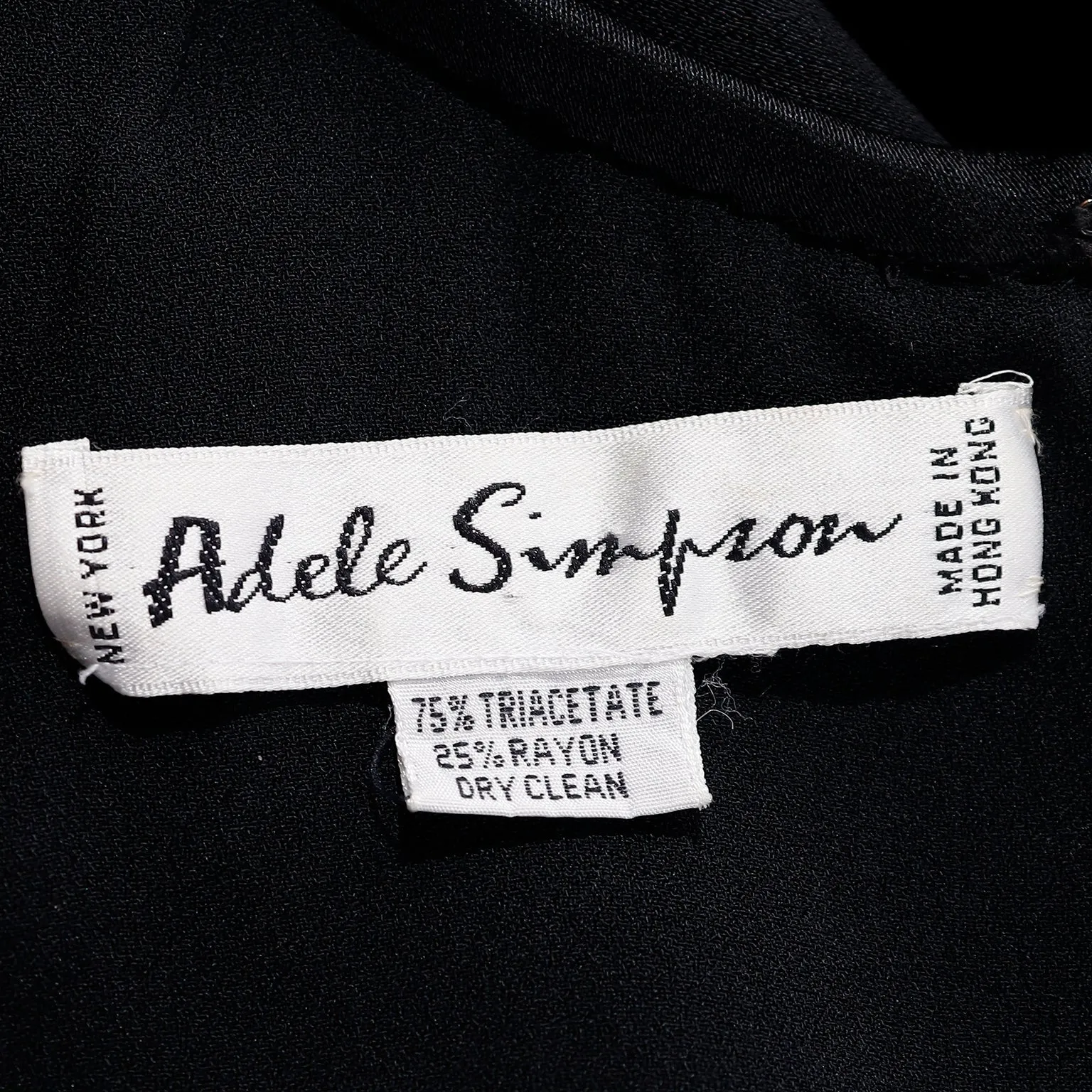 1980s Adele Simpson Vintage Black Crepe Dress W Dramatic Drape