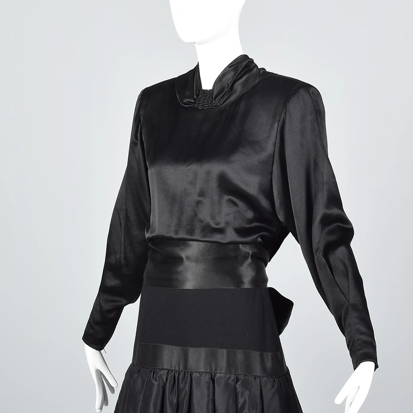 1980s Galanos Avant Garde Formal Black Gown