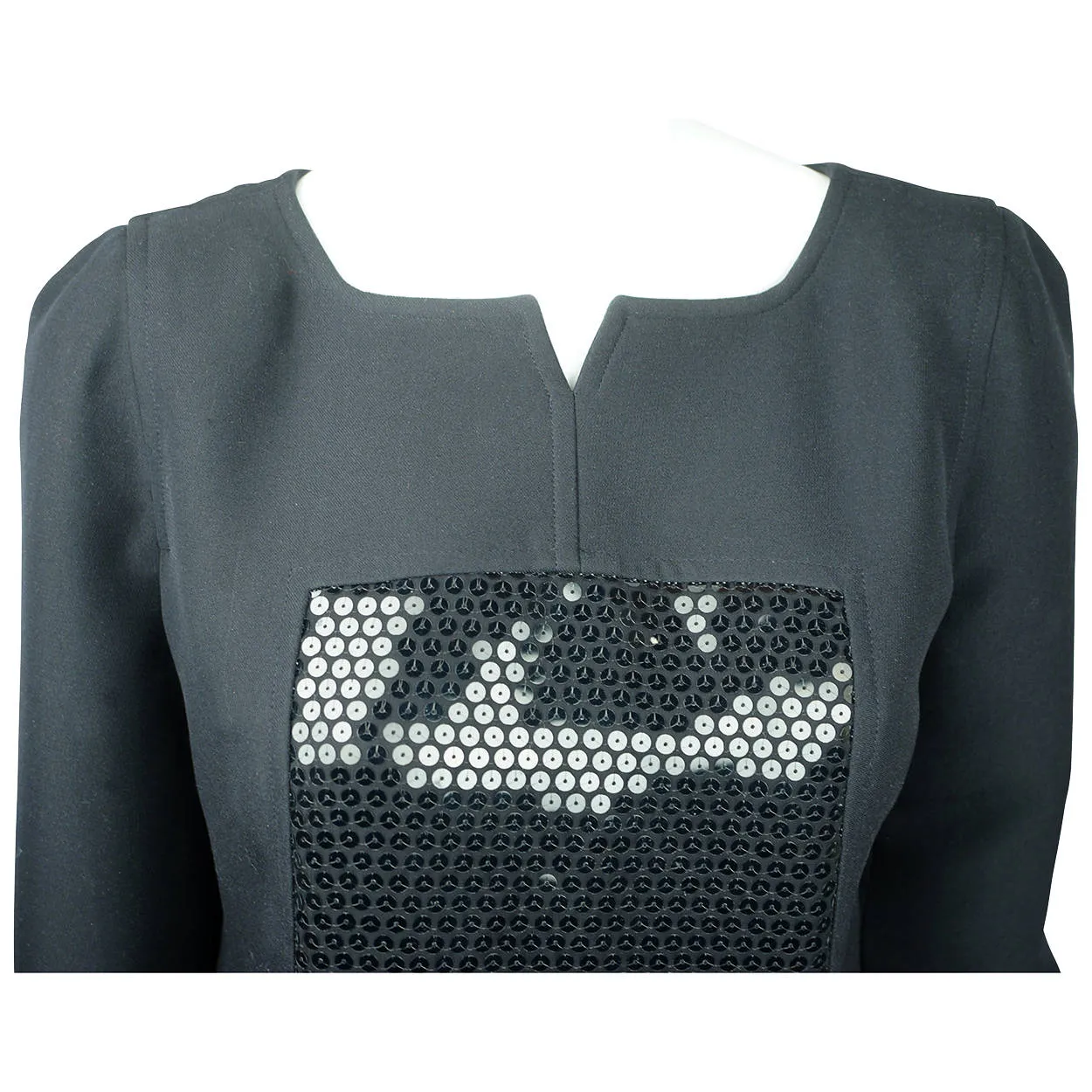 1980s Vintage Courreges Dress Sequinned Black Polyester 42