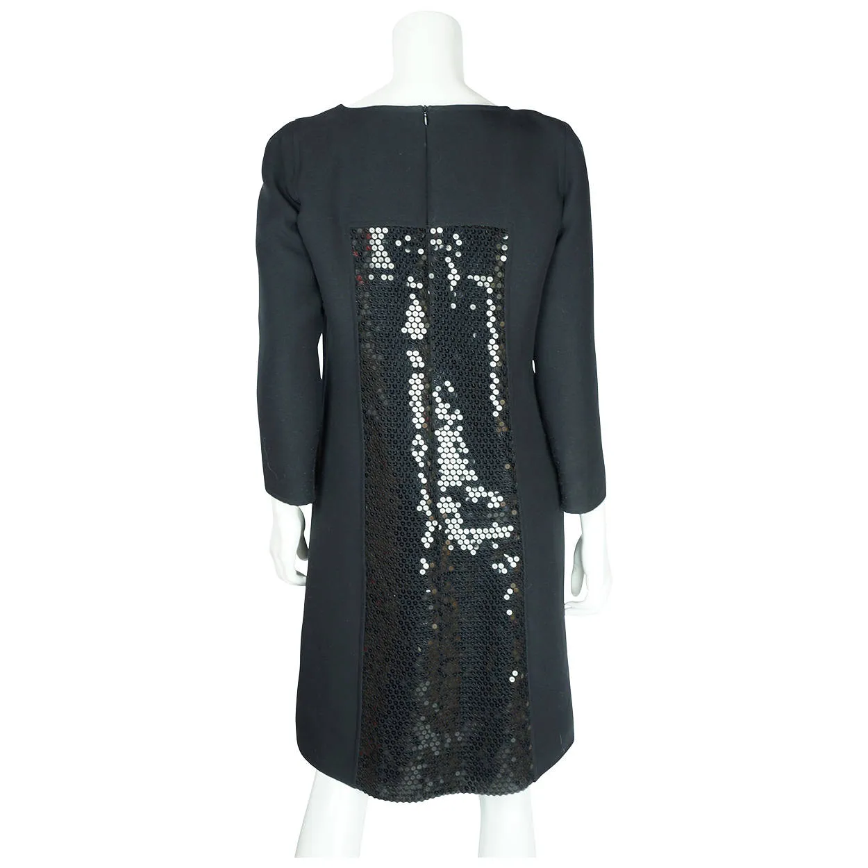 1980s Vintage Courreges Dress Sequinned Black Polyester 42