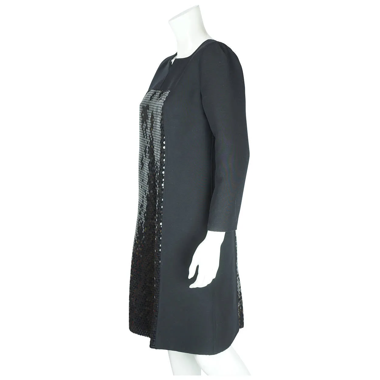 1980s Vintage Courreges Dress Sequinned Black Polyester 42