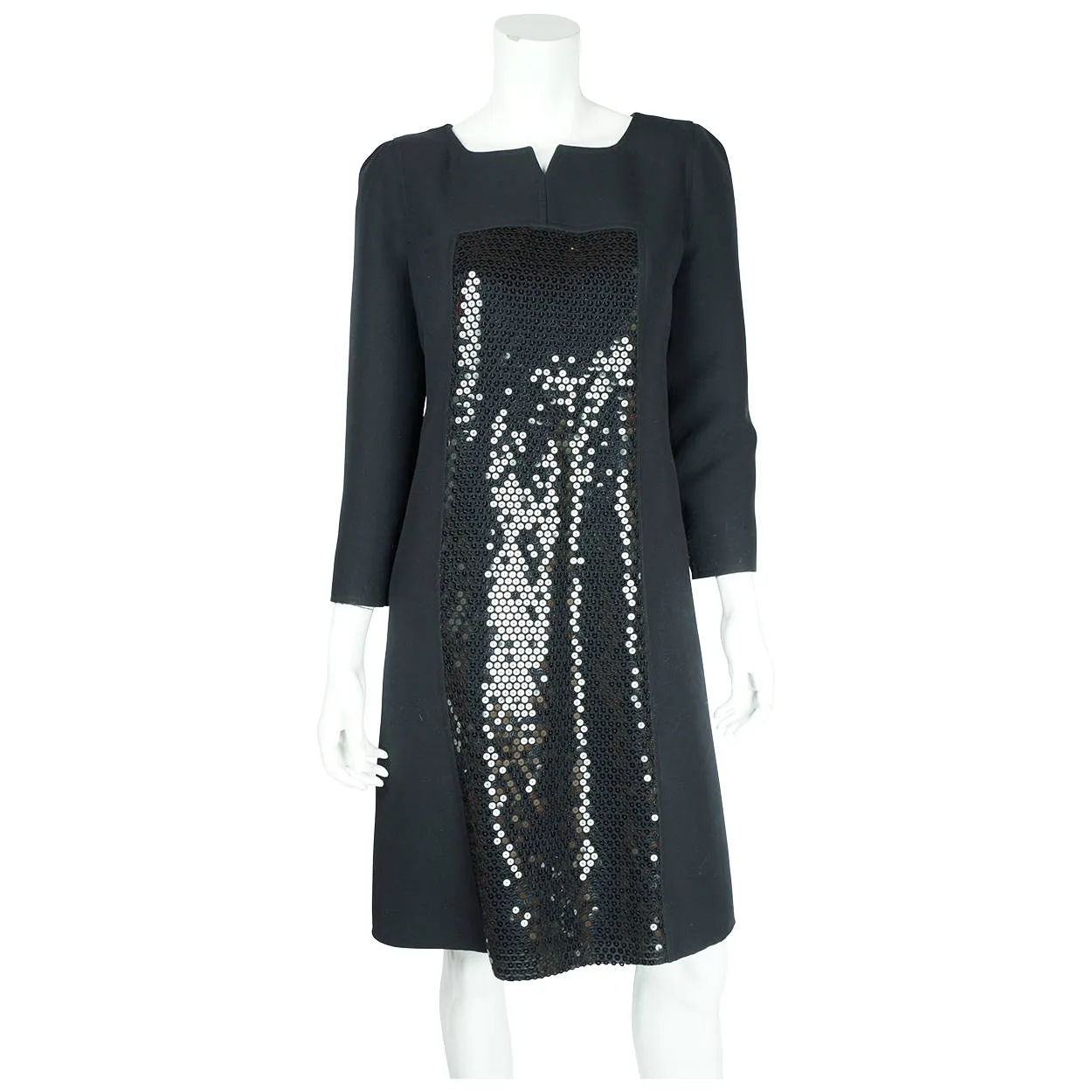 1980s Vintage Courreges Dress Sequinned Black Polyester 42