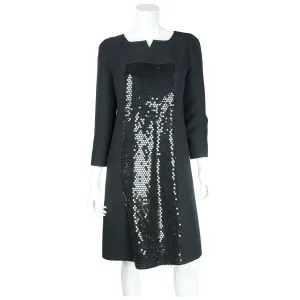 1980s Vintage Courreges Dress Sequinned Black Polyester 42