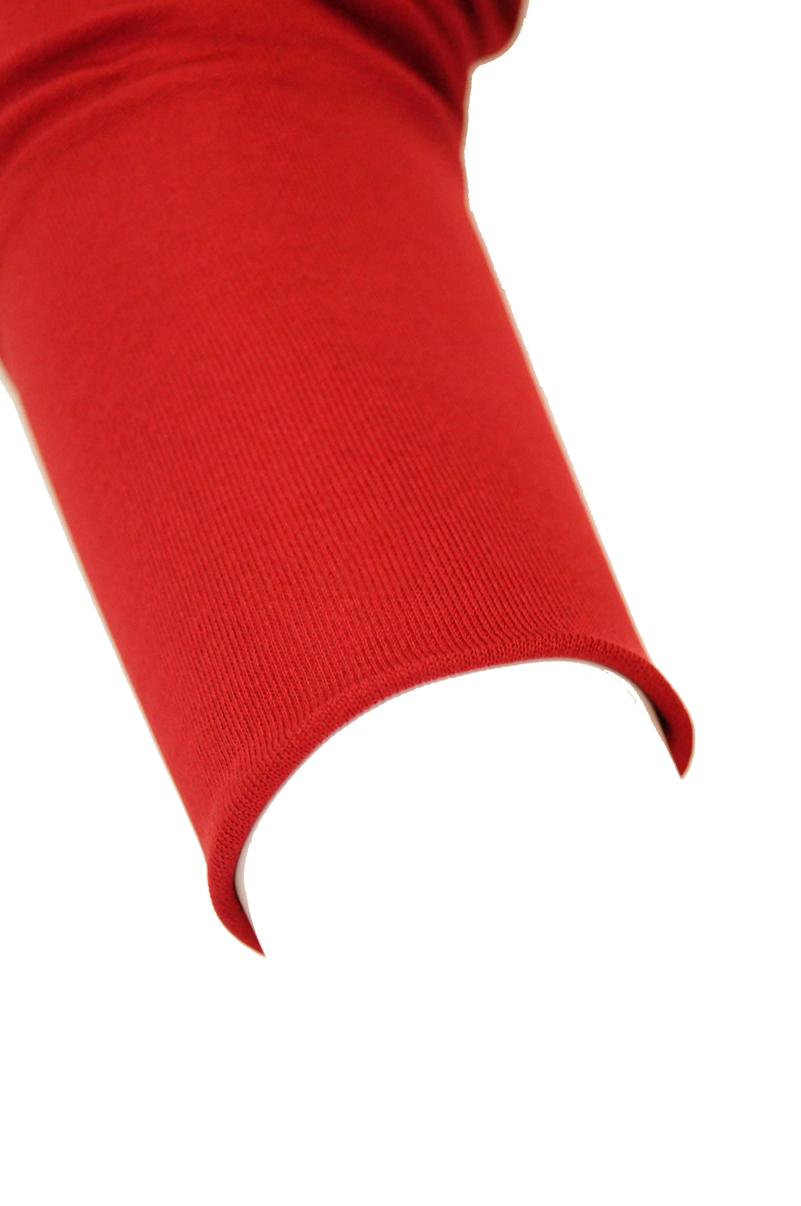 1980s Yves Saint Laurent Silk Jersey Red Plunge Front Dress
