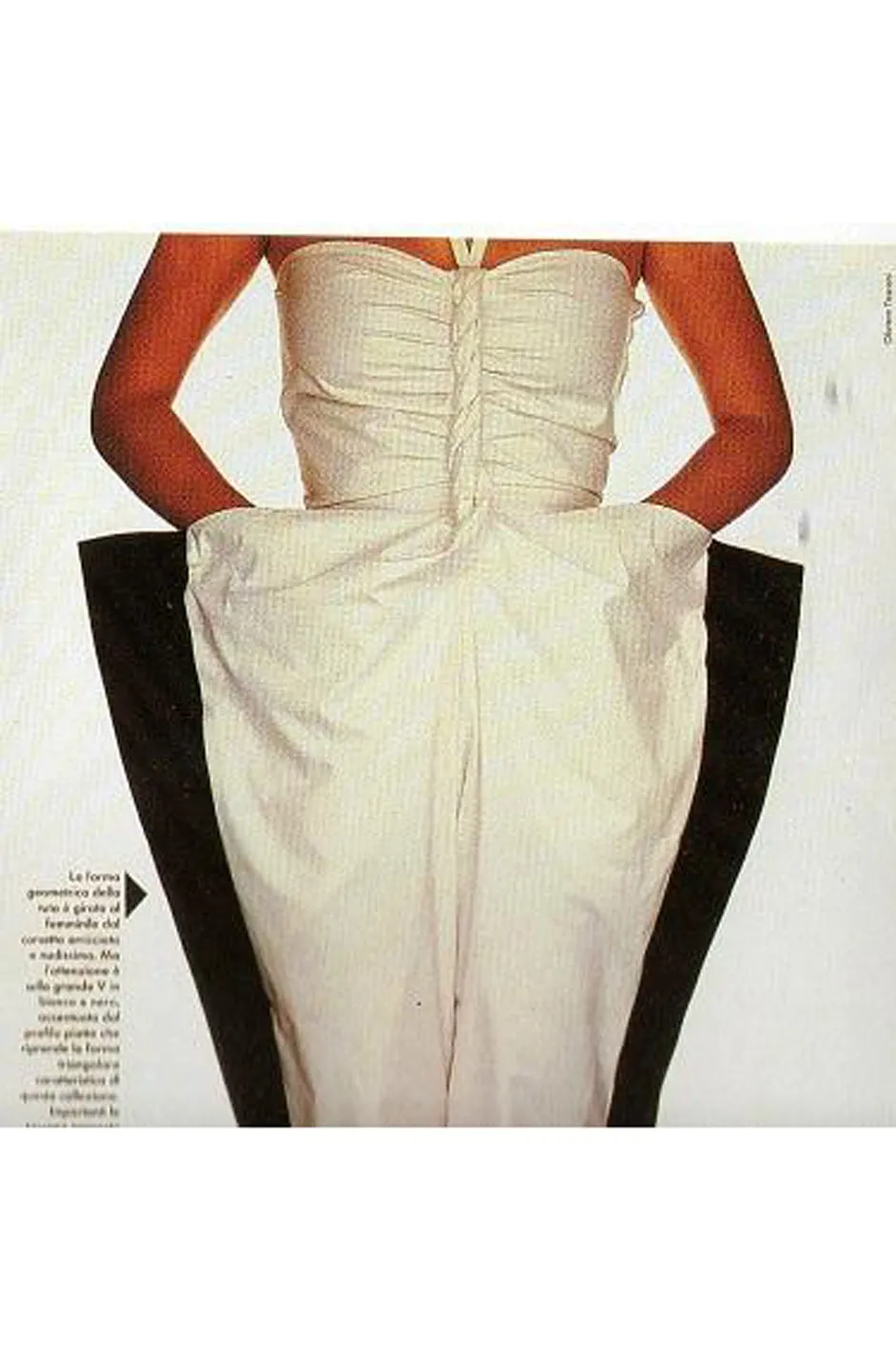 1982 Krizia by Mariuccia Mandelli Deep Plunging Front Sculptural Dress