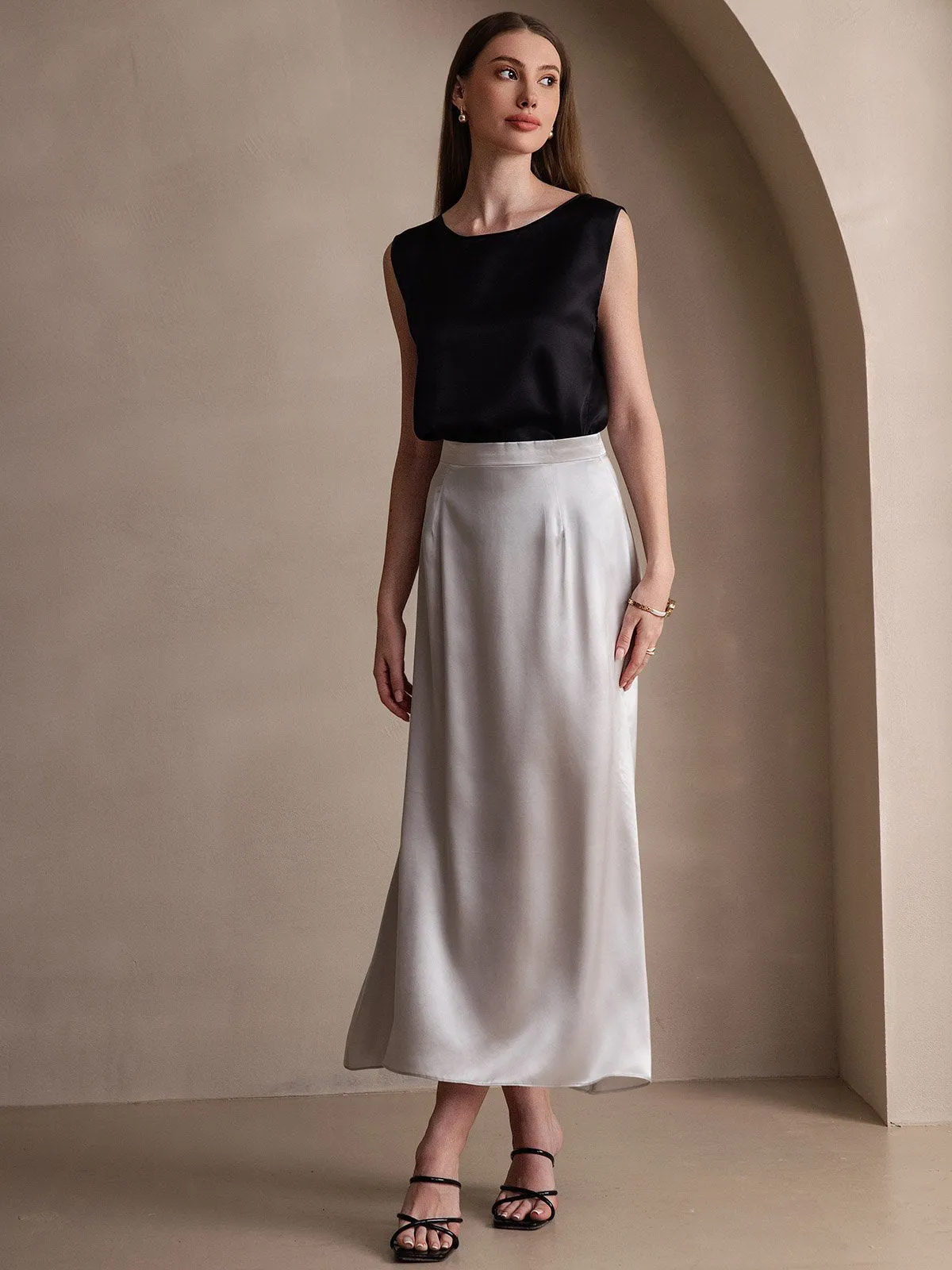 19Momme Jupe Maxi Classique En Soie