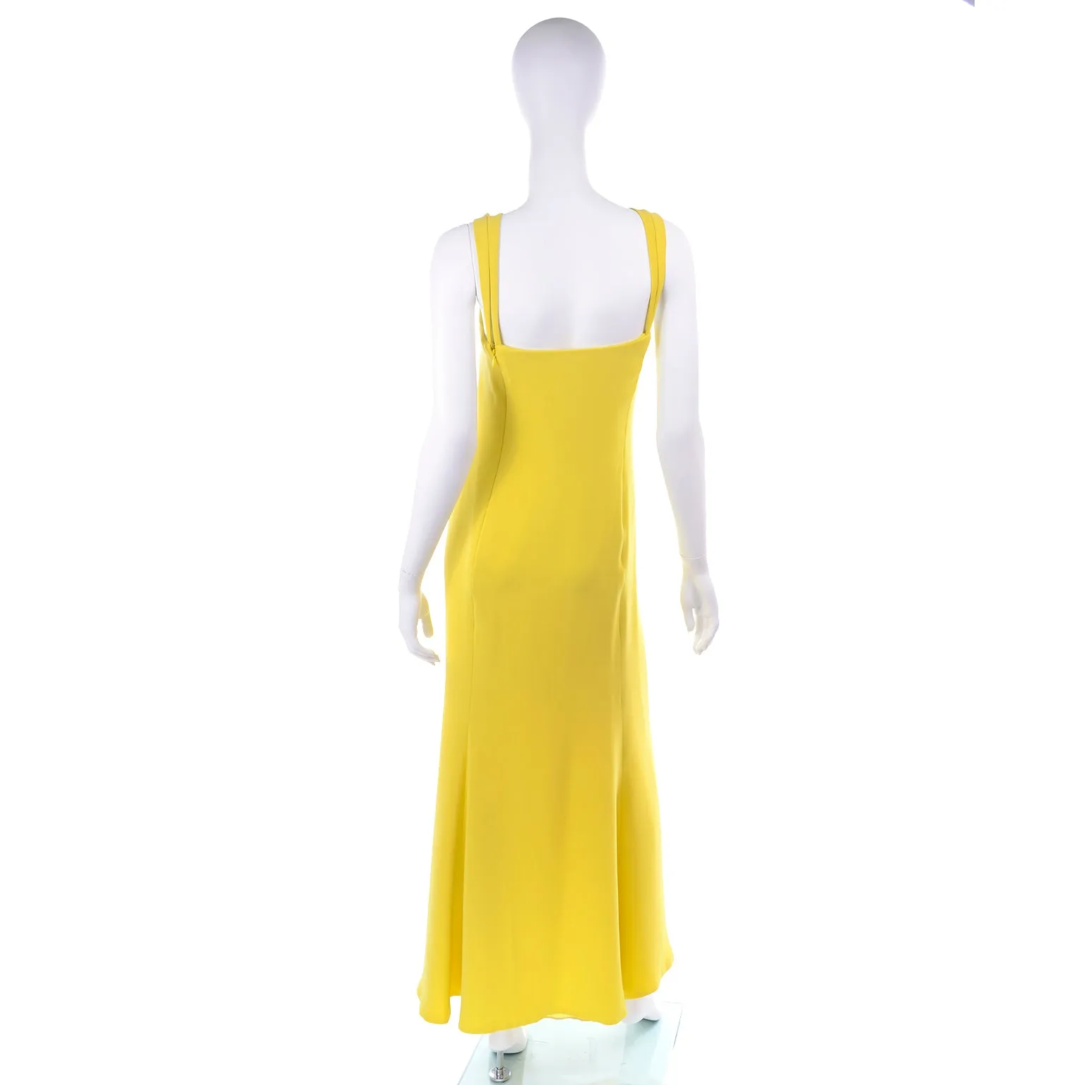 2008 Resort Oscar de la Renta Chartreuse Yellow Silk Evening Dress 8/10