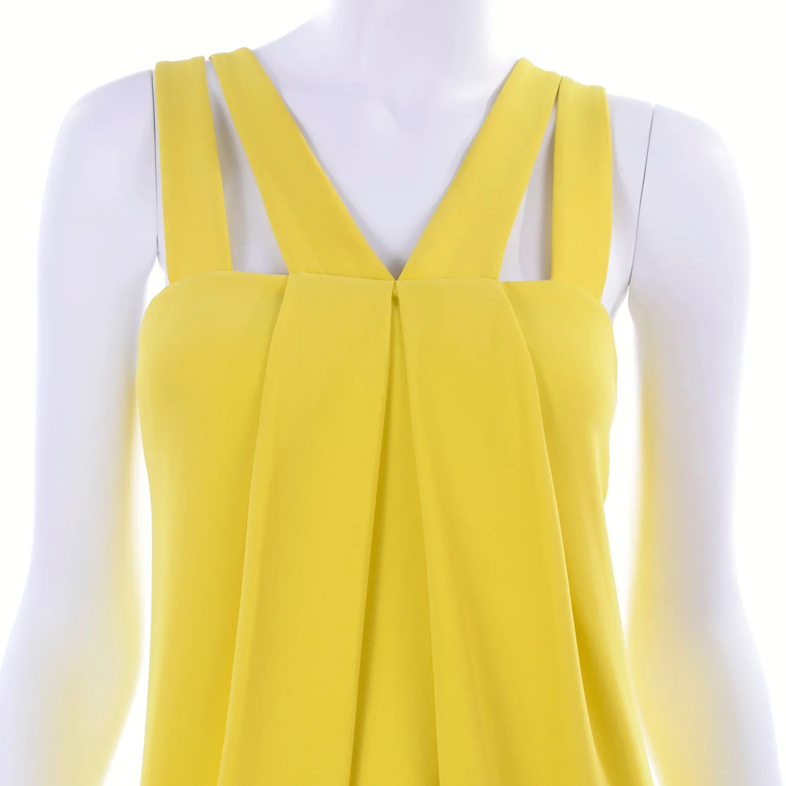 2008 Resort Oscar de la Renta Chartreuse Yellow Silk Evening Dress 8/10