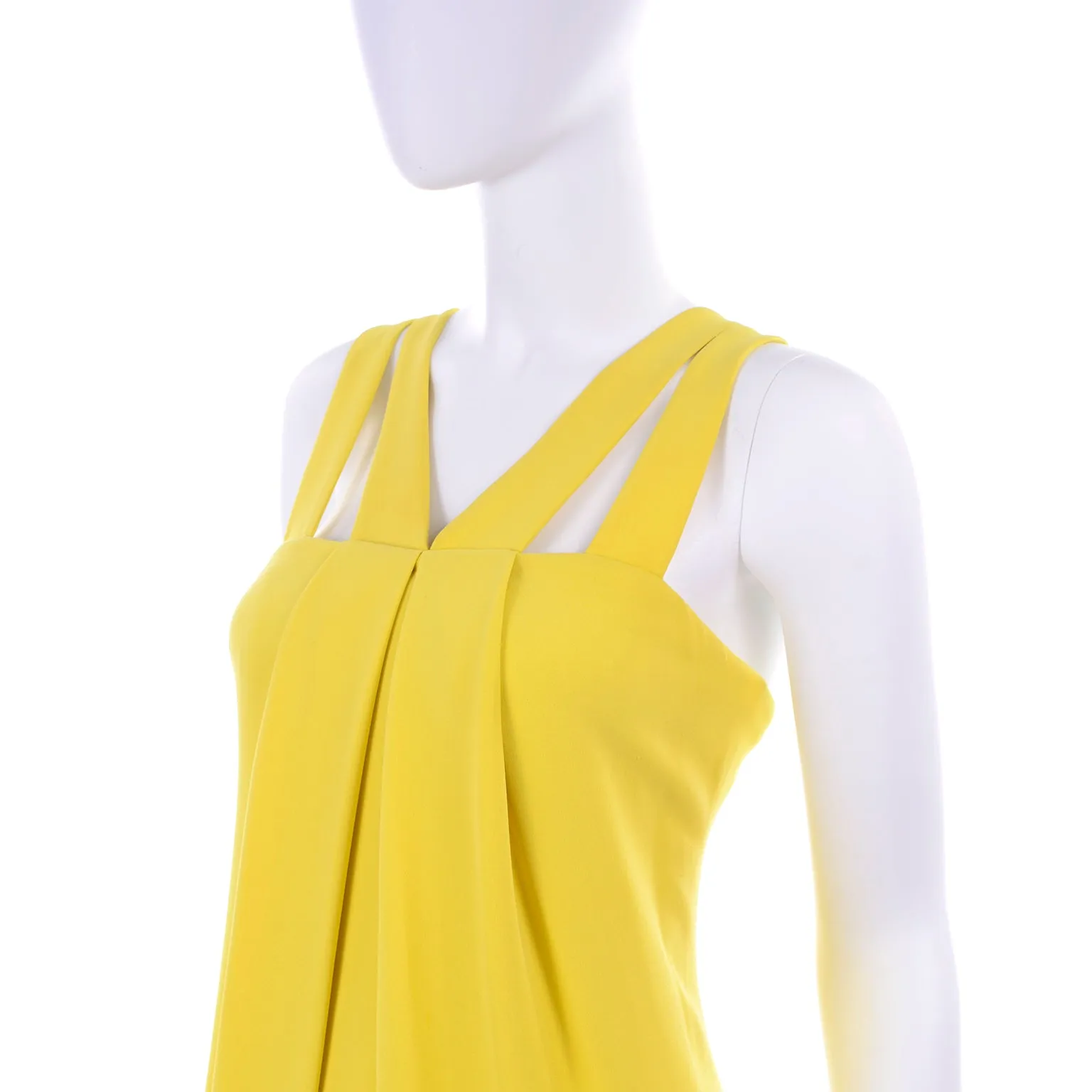 2008 Resort Oscar de la Renta Chartreuse Yellow Silk Evening Dress 8/10