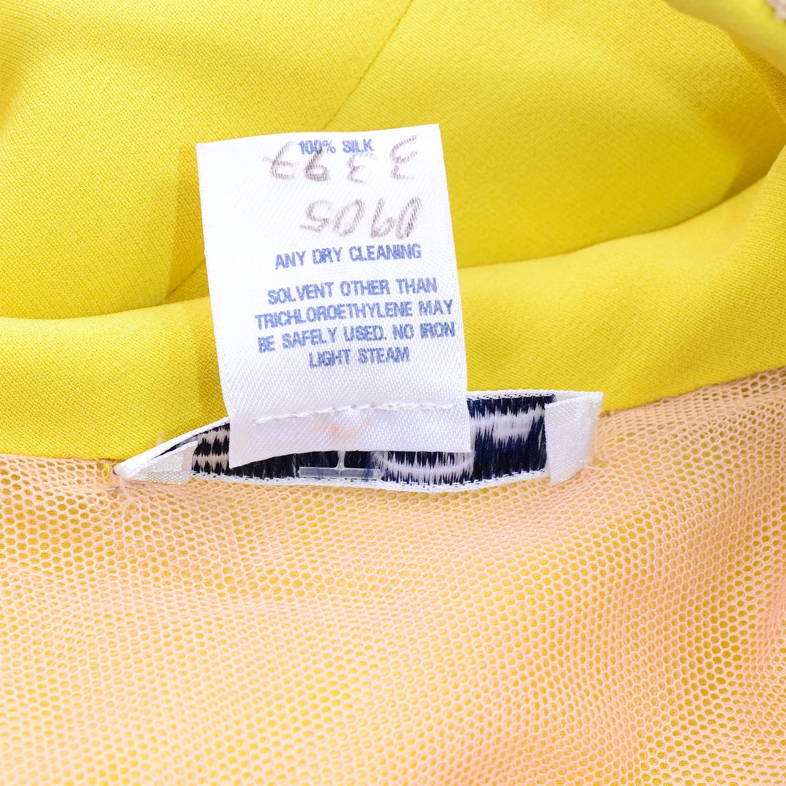 2008 Resort Oscar de la Renta Chartreuse Yellow Silk Evening Dress 8/10