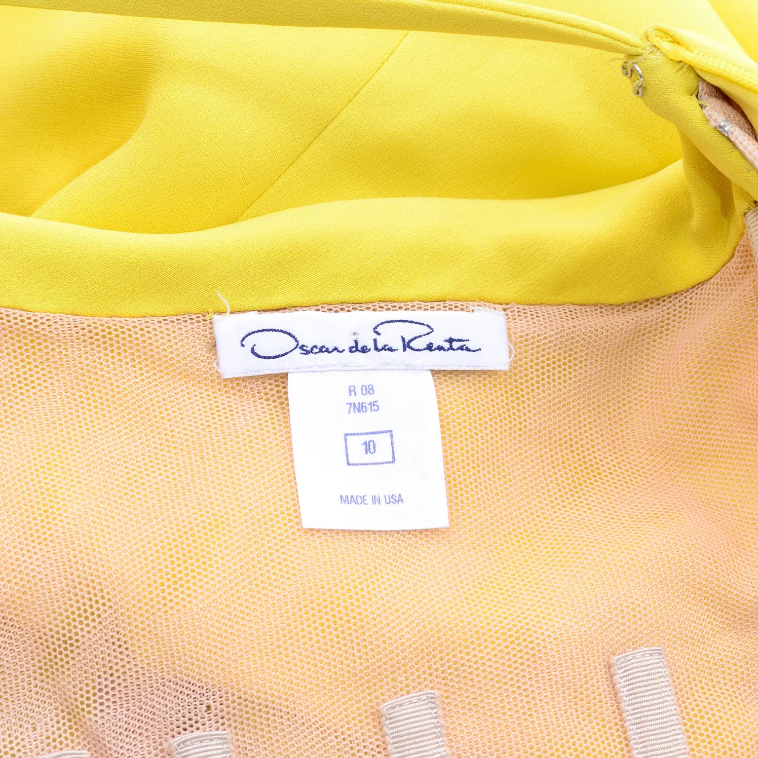 2008 Resort Oscar de la Renta Chartreuse Yellow Silk Evening Dress 8/10