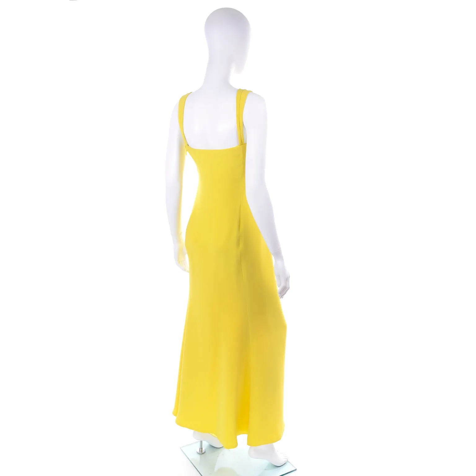 2008 Resort Oscar de la Renta Chartreuse Yellow Silk Evening Dress 8/10