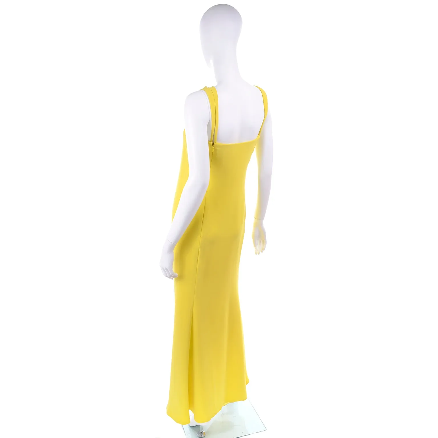 2008 Resort Oscar de la Renta Chartreuse Yellow Silk Evening Dress 8/10