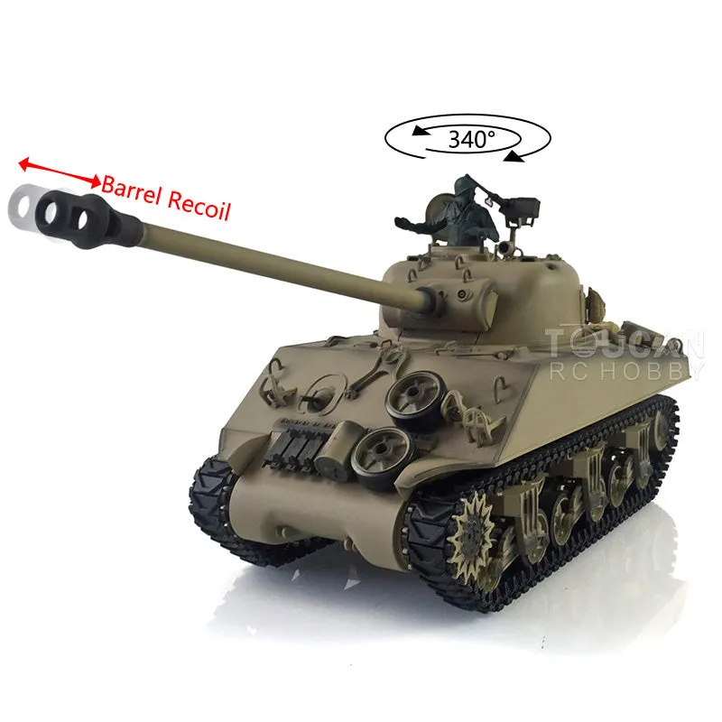 2.4G Henglong 1/16 7.0 Plastic M4A3 Sherman RTR RC Tank Model 3898 Barrel Recoil