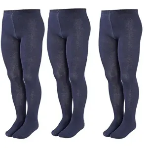 3 Pairs Babies Girls Knitted Plain Tights Cotton Rich Age 1-12 Years Select Colours