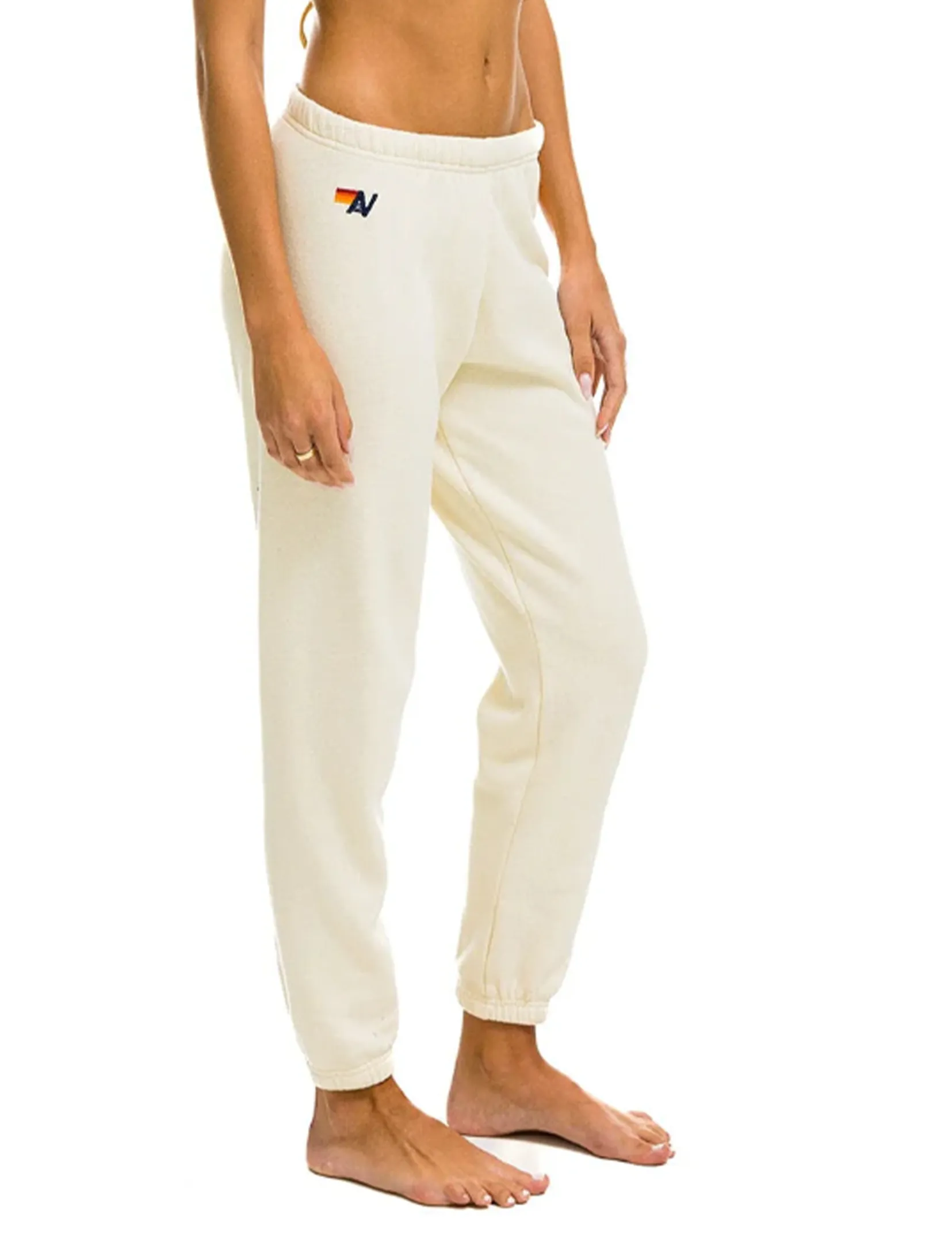 5 Stripe Womens Sweatpant, Vintage White/White Grey