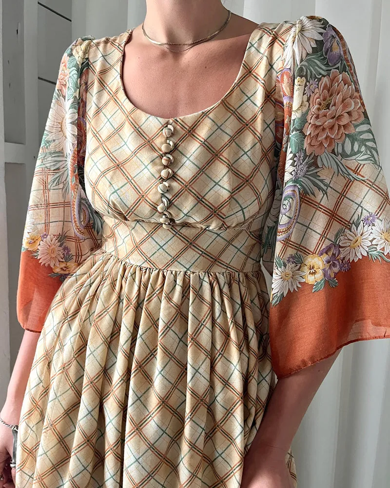 60s Floral Maxi Dress | S