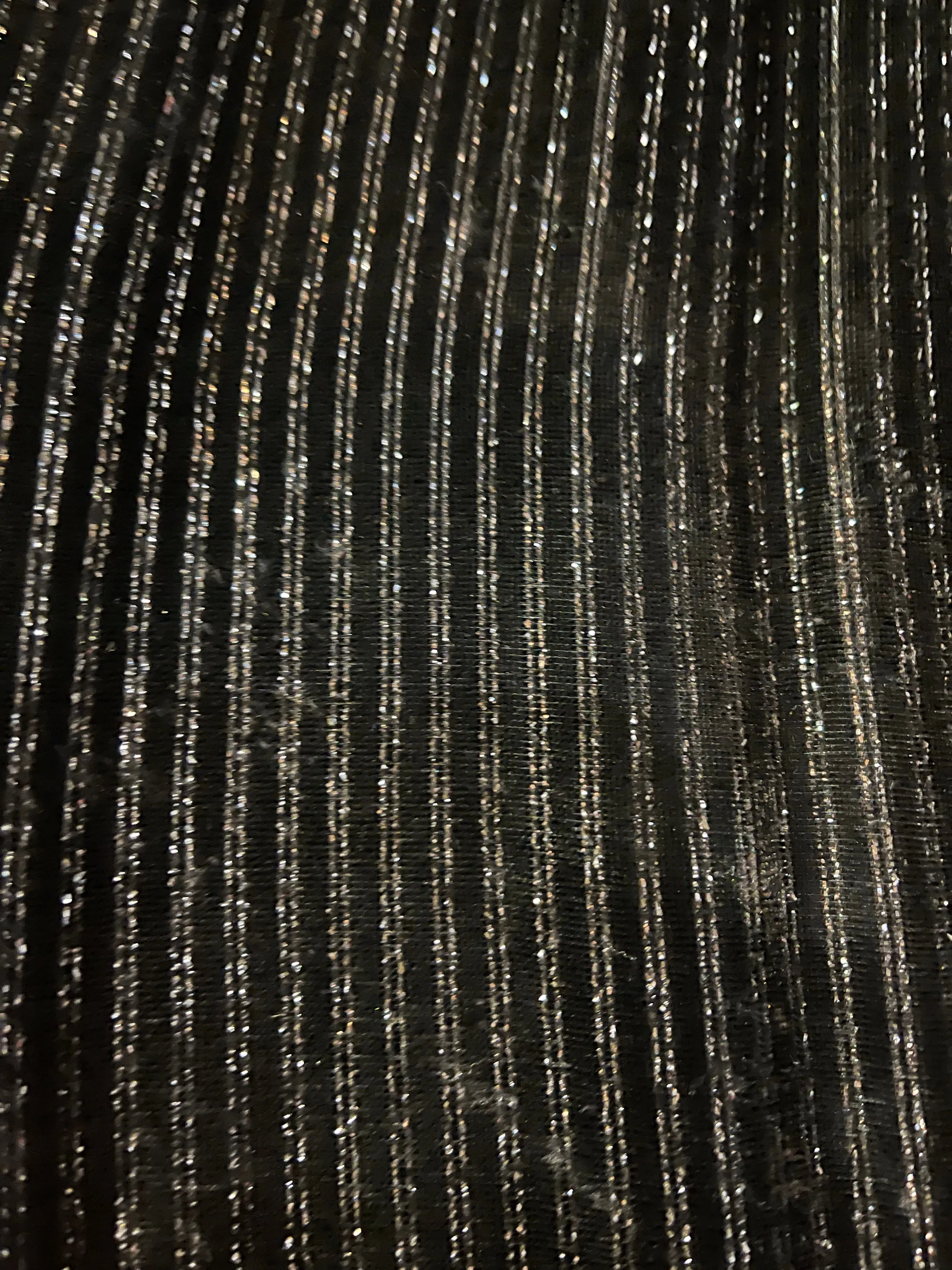 70s Dramatic  Black Striped Velvet Shot with Silver