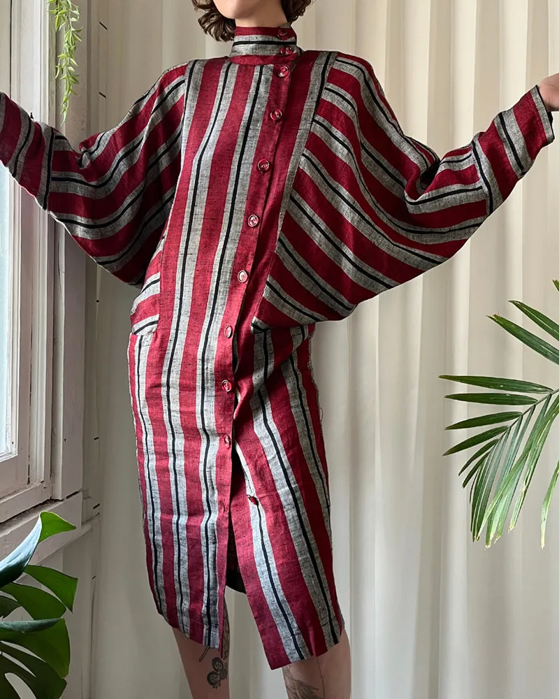 80s Avant Garde Striped Dress | S-M