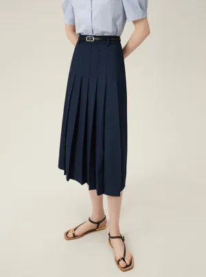 A-line High Waist Pleated Long Skirt