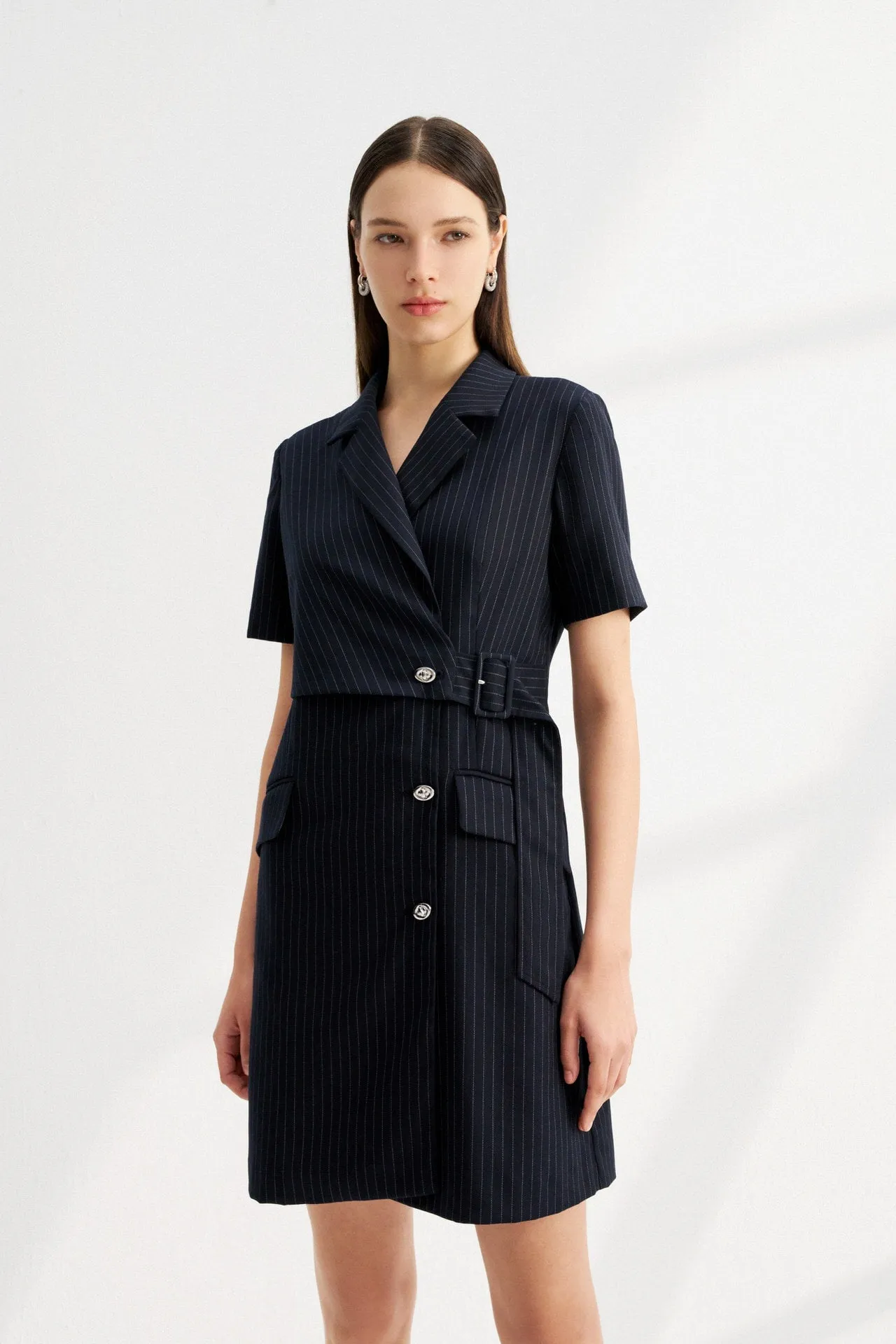 A-Shape Stripe Blazer Dress