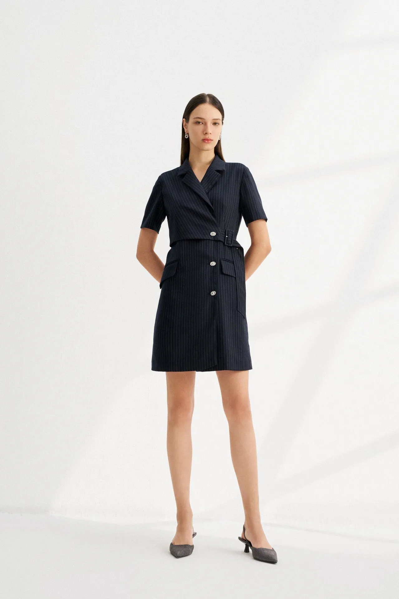 A-Shape Stripe Blazer Dress