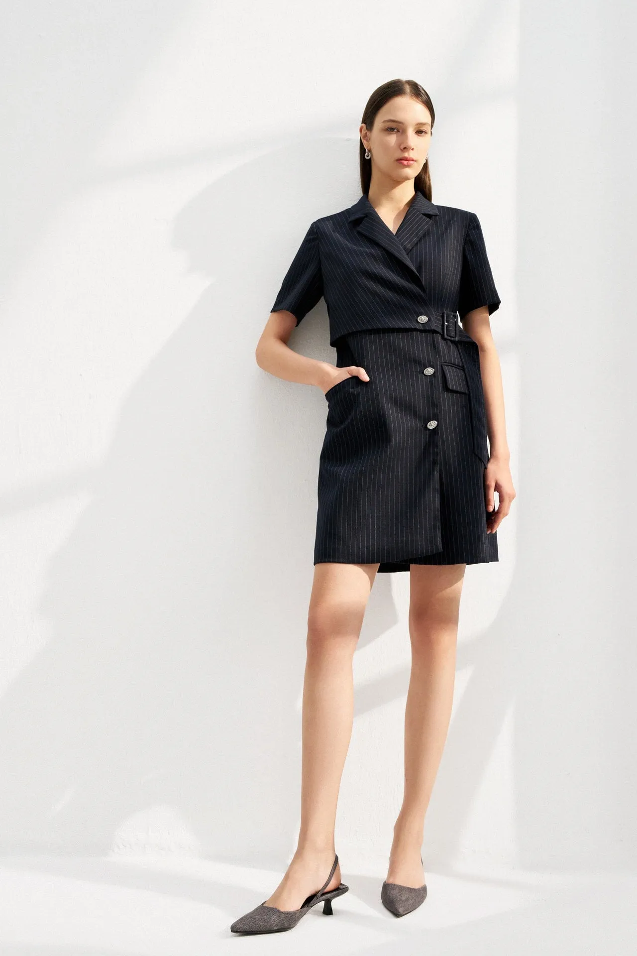 A-Shape Stripe Blazer Dress