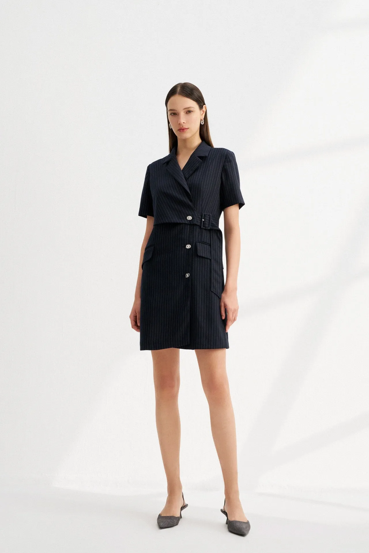 A-Shape Stripe Blazer Dress
