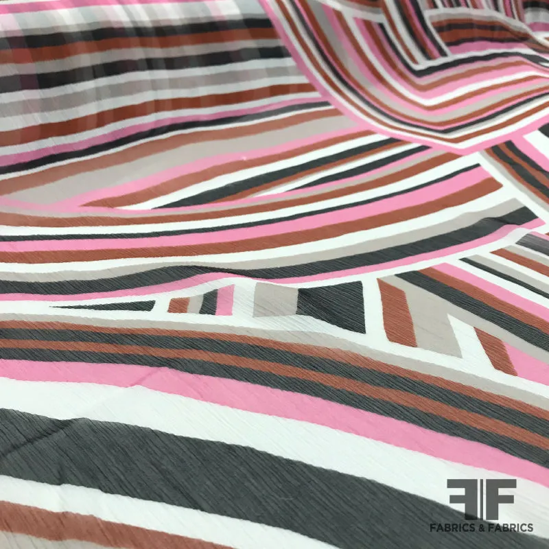 Abstract Crinkled Silk Chiffon - Multicolor