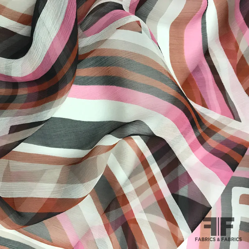 Abstract Crinkled Silk Chiffon - Multicolor
