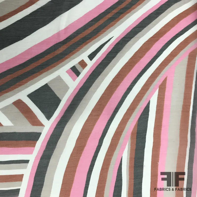 Abstract Crinkled Silk Chiffon - Multicolor
