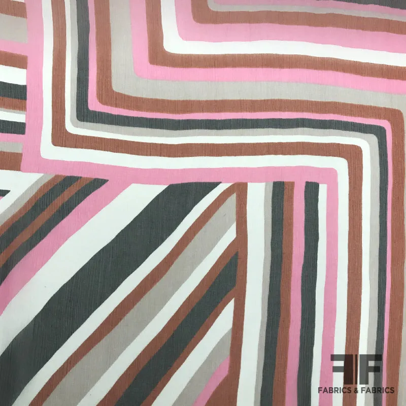 Abstract Crinkled Silk Chiffon - Multicolor