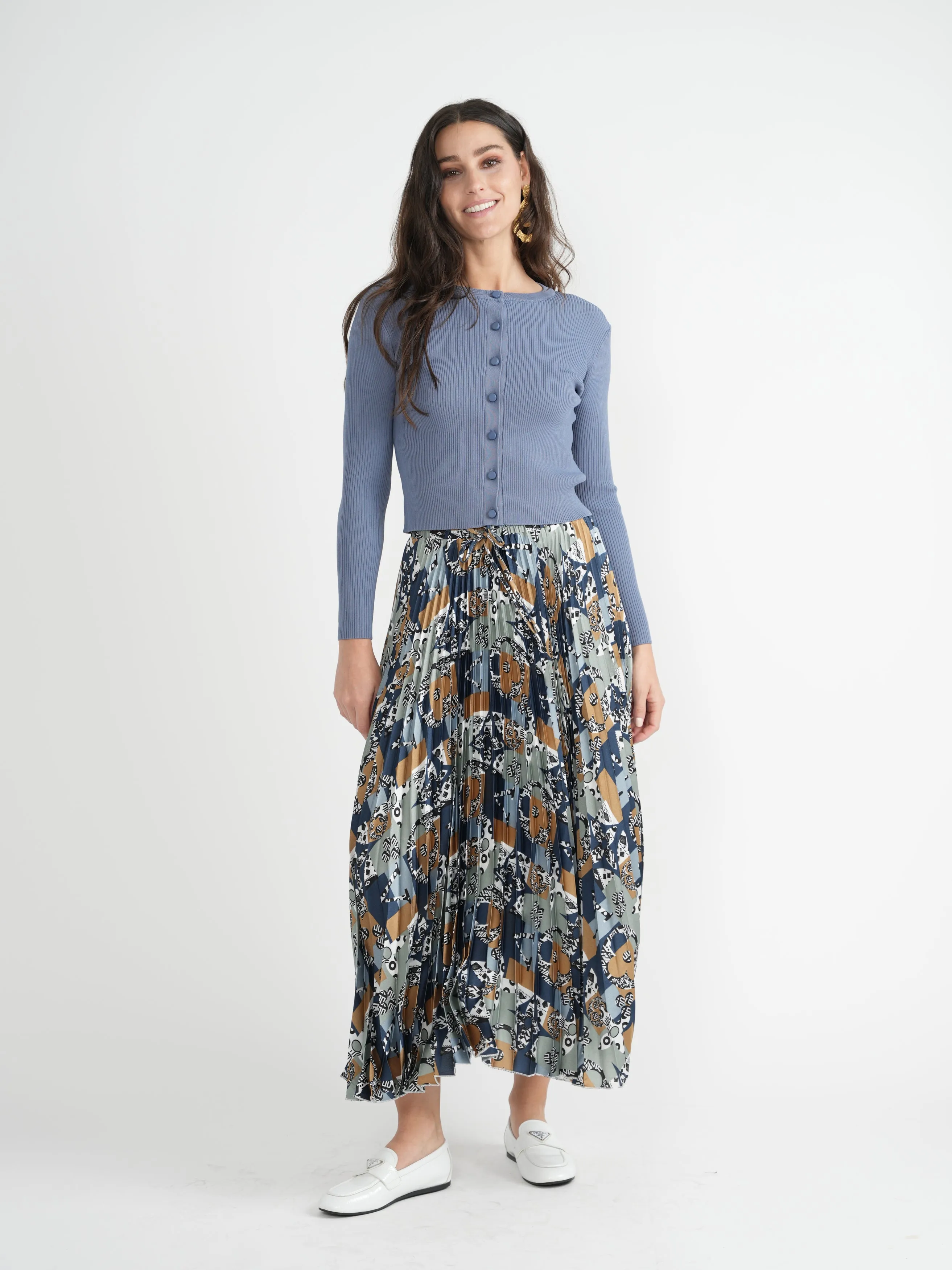 Accordian Pleated Printed Skirt