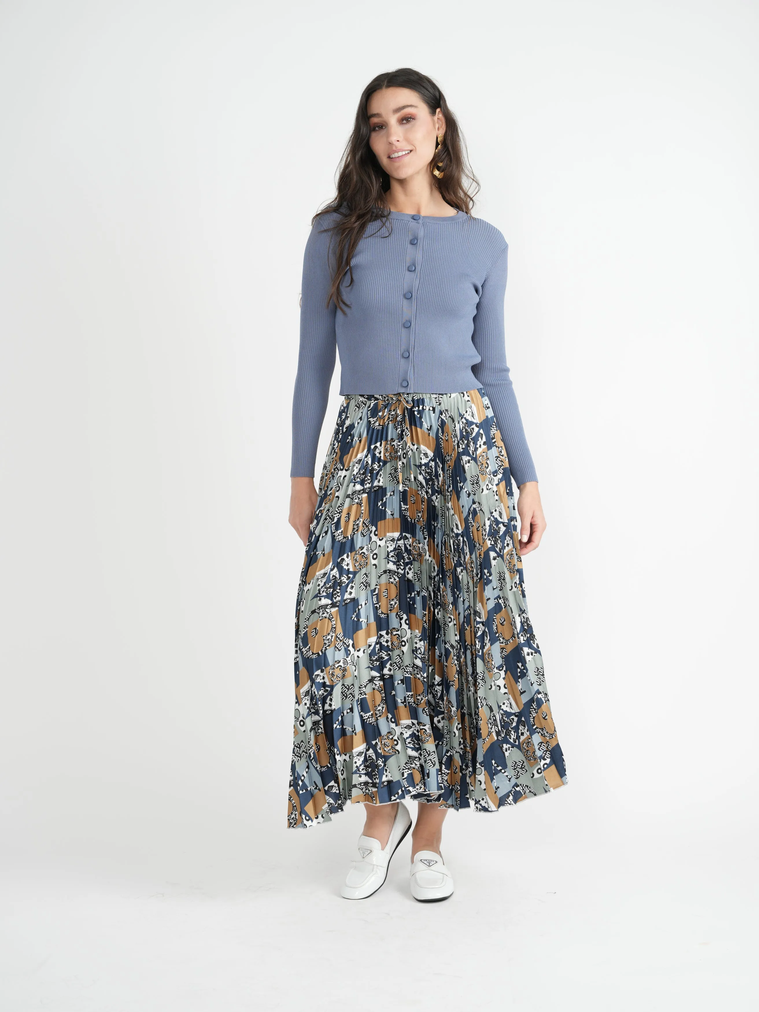Accordian Pleated Printed Skirt