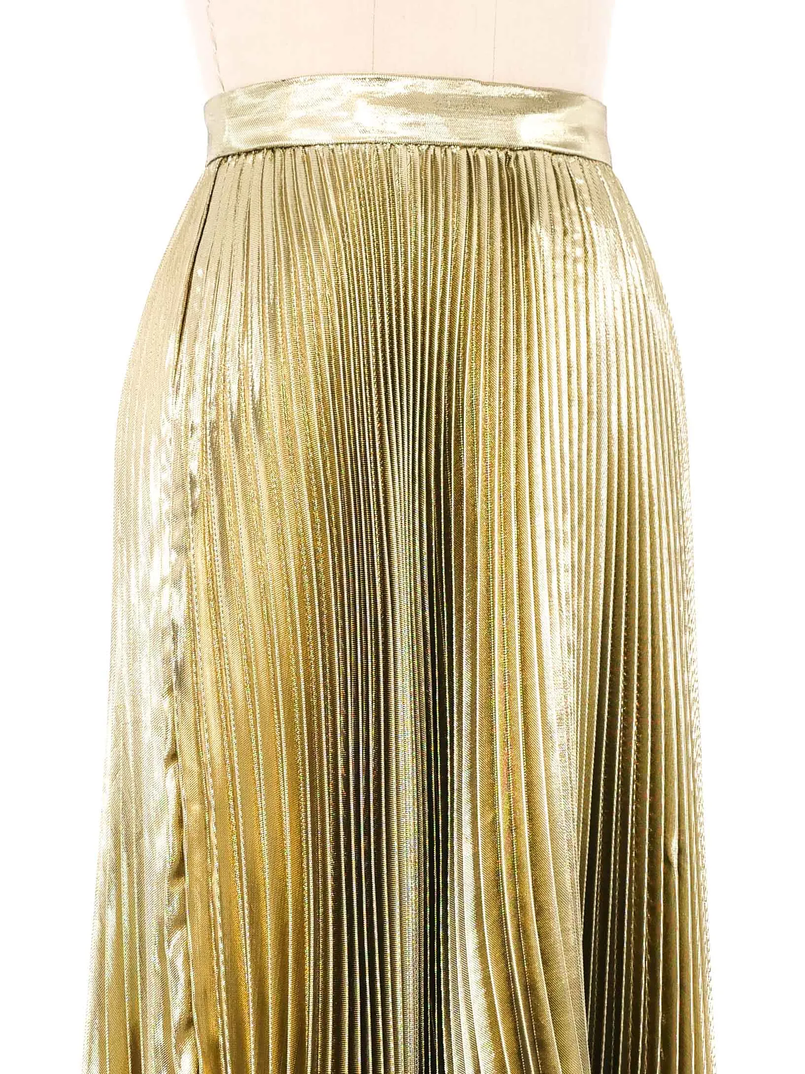 Accordion Pleated Gold Lame Skirt